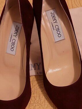 Jimmy Choo Agnes Burgundy Suede Pointed Toe Slip-On Pumps